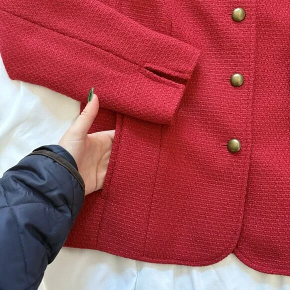 Womens Blazer Size Small Red Wool Blend Lined Officechic Corpcore City Workwear - Picture 3 of 9